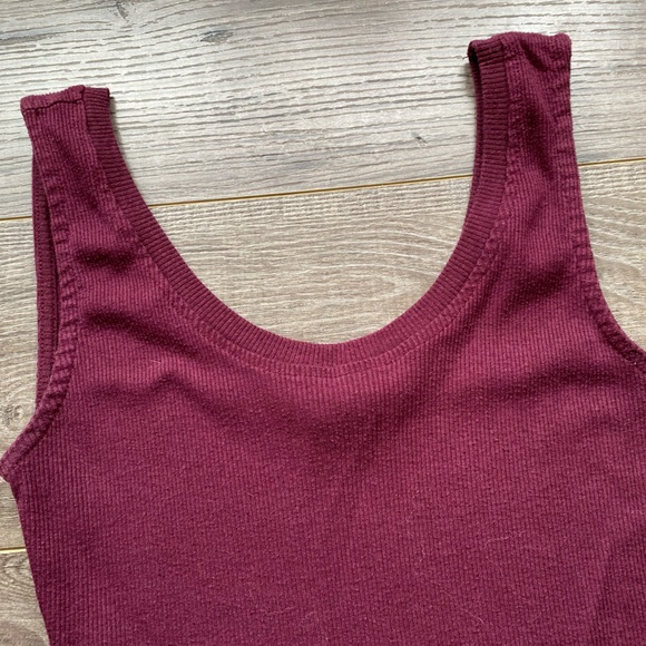 3/$15 Purple/ burgundy ribbed tank top midi Bodycon dress stretchy & comfy - Picture 3 of 3